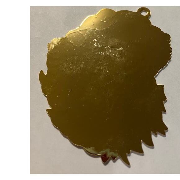 Vintage Brass Etched Ornament Santa Claus Face Gloria Duchin 1992 Made in USA - Picture 8 of 10